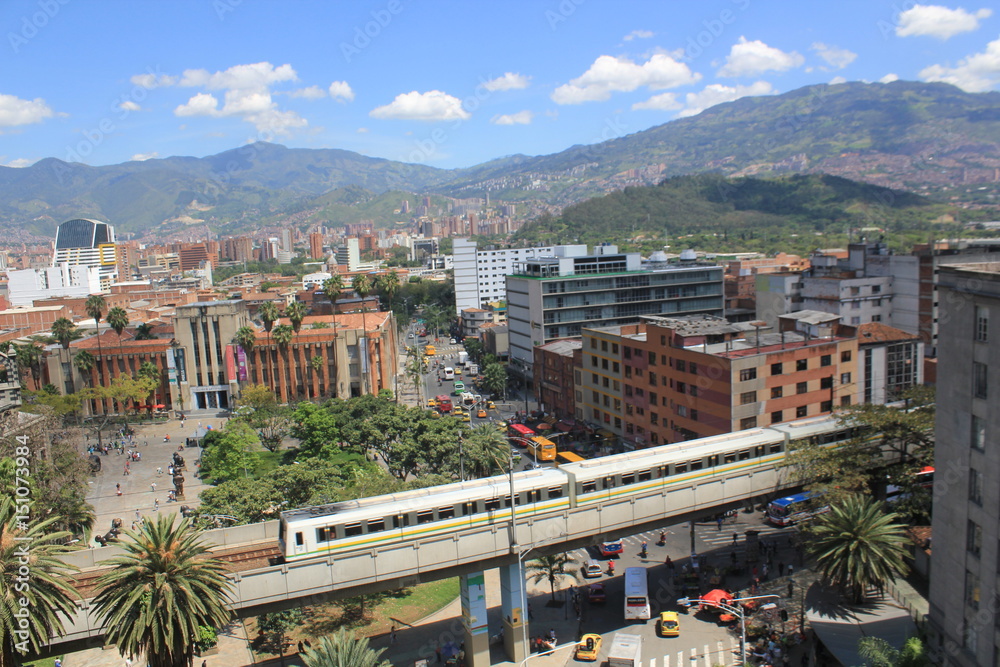 Obraz premium Panorámica, sector centro de la ciudad. Medellín, Antioquia, Colombia.