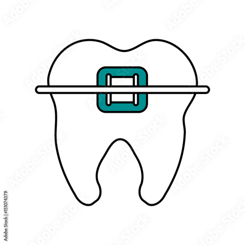color silhouette cartoon orthodontic tooth vector illustration