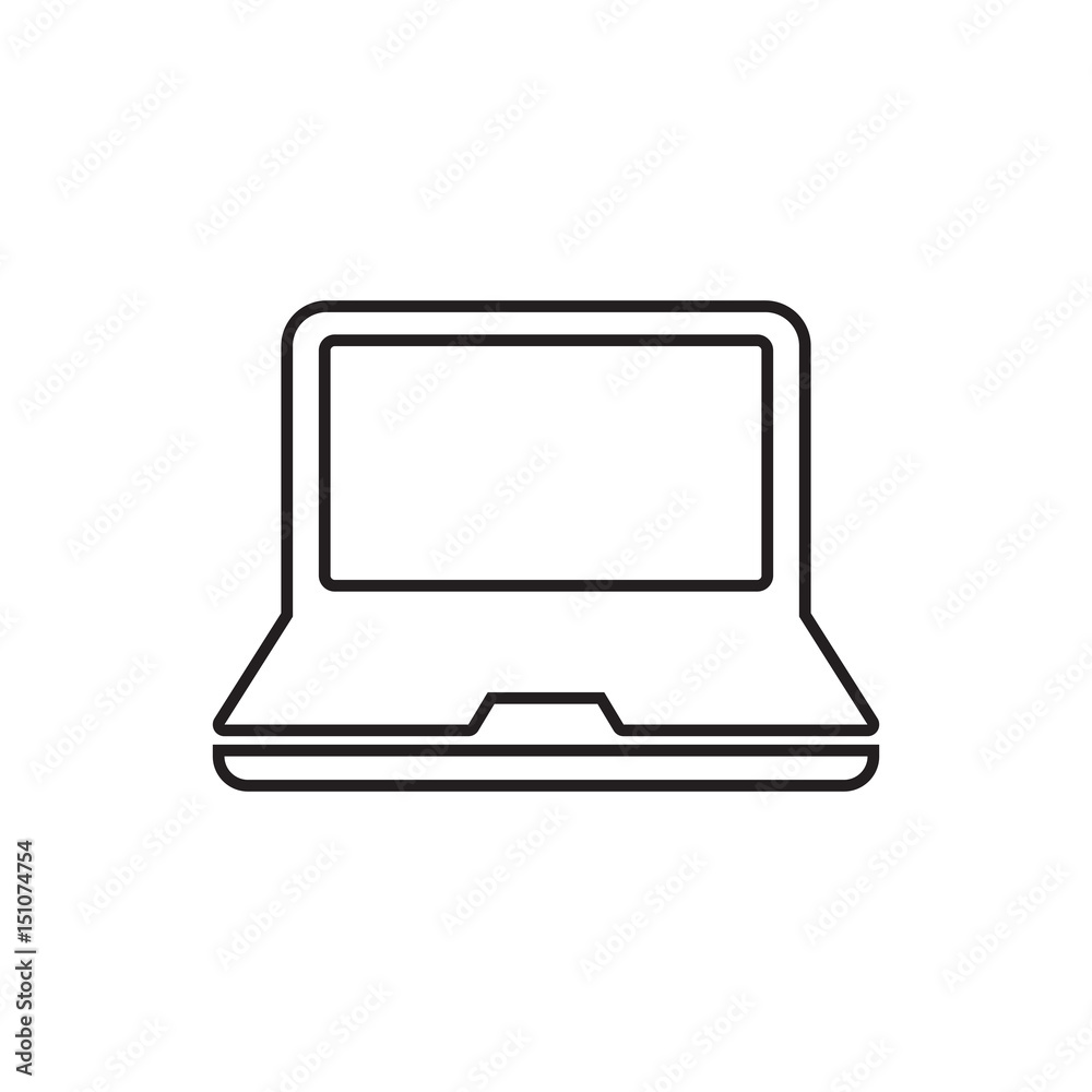 Computer notebook vector illustration in line style. Monitor flat icon. Computer notebook vector illustration in line style. Monitor flat icon.