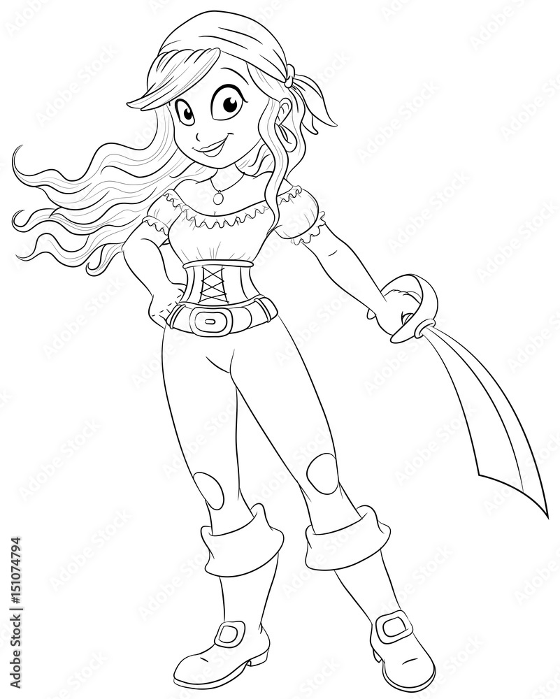 Fototapeta premium Hübsche Piratin Vektor Illustration