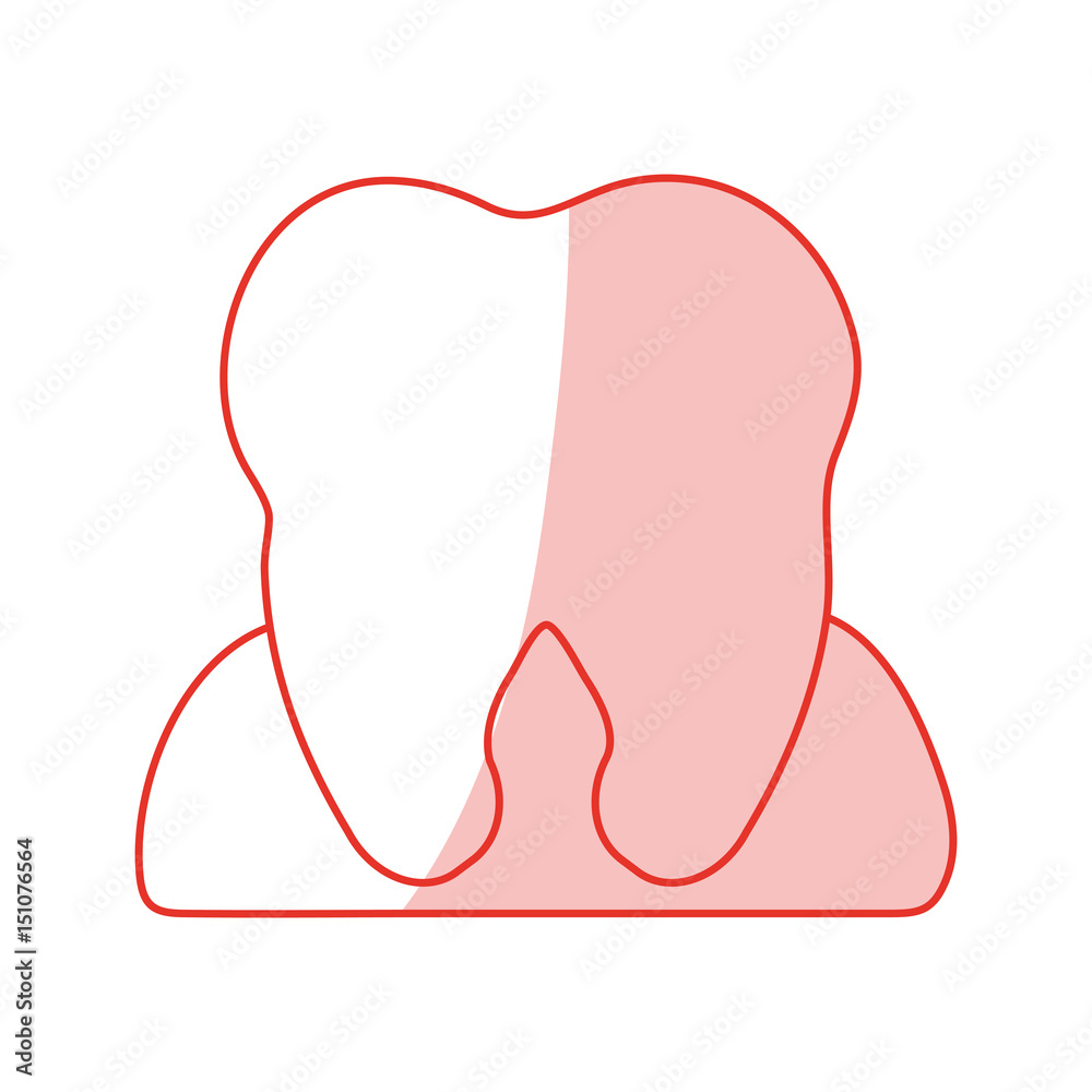 red shading silhouette cartoon gum and contour tooth vector illustration red shading silhouette cartoon gum and contour tooth vector illustration