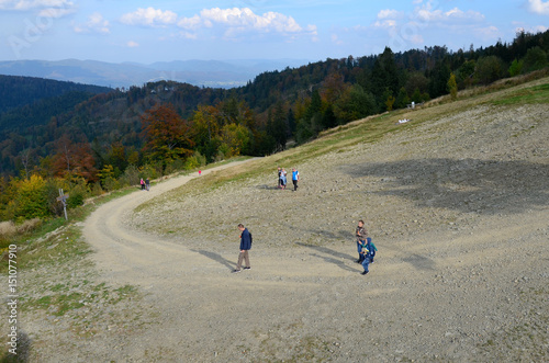 Obraz na płótnie Beskidy, the trail on Skrzyczne (Poland) w salonie