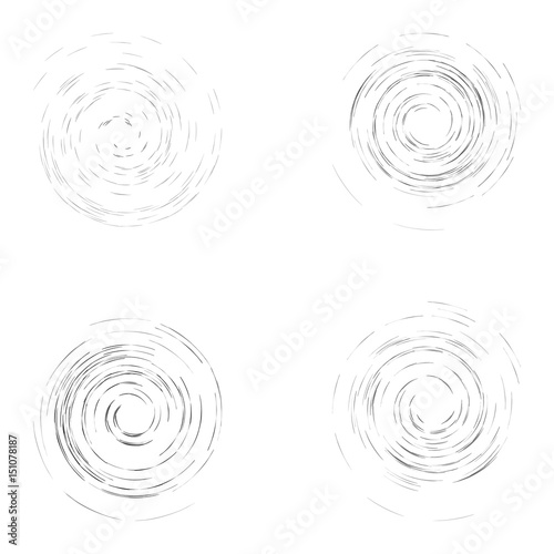 Set of black chaotic circles isolated on the white background