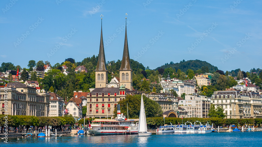 Lucerne, a town located on the shores of the Lake Lucerne, Switzerland
