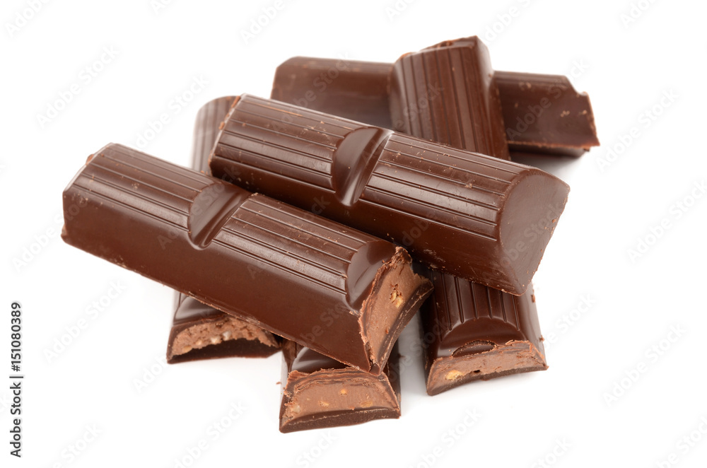 Dark chocolate on a white background Dark chocolate on a white background