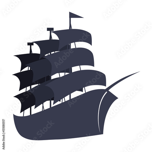 pirate ship icon over white background. vector illustration