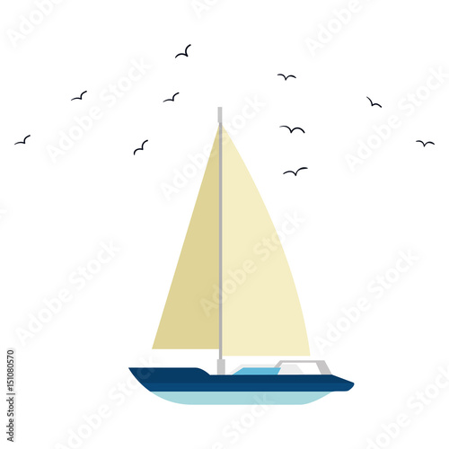 sailboat icon over white background. vector illustration