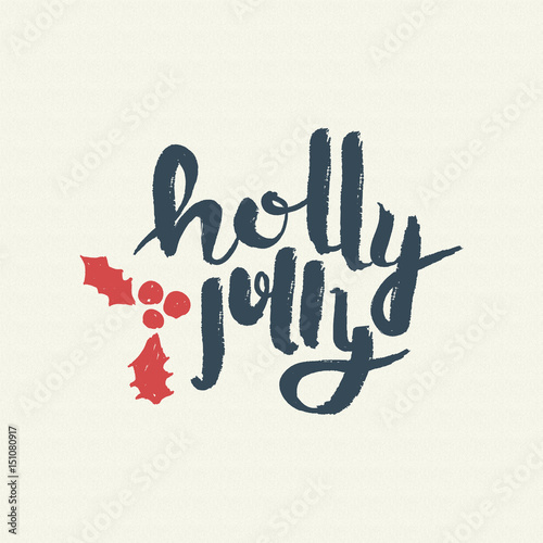 Merry christmas text quote lettering illustration