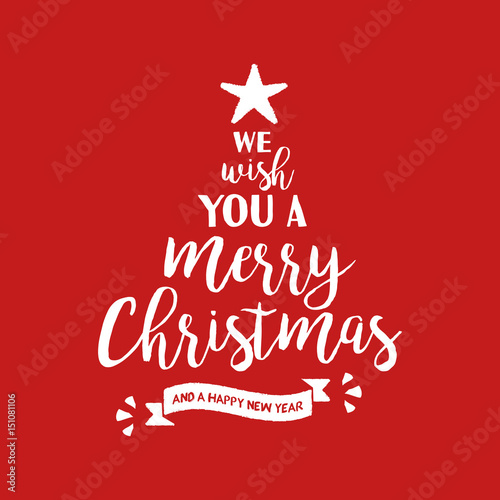 Merry christmas quote tree lettering illustration