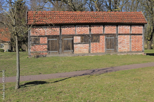 Former pheasant barn on palace grounds in Griebenow, Mecklenburg-Vorpommern, Germany photo