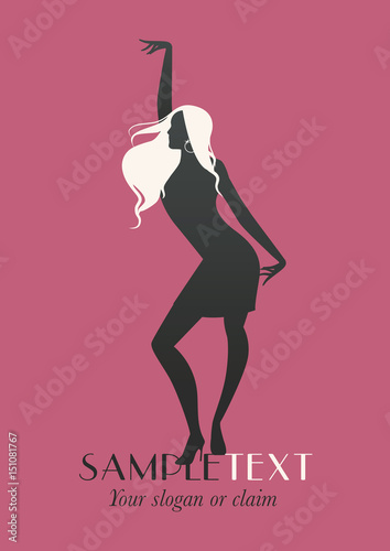 Silhouette of woman dancing jazz or latin music. Vector illustration