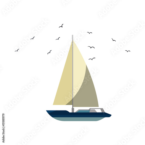sailboat icon over white background. vector illustration