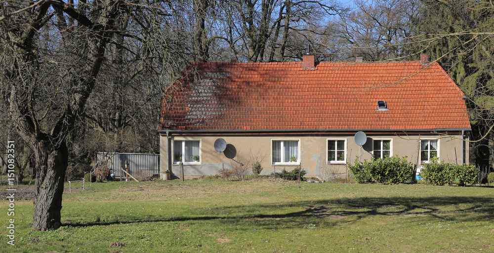 Former turkey barn on palace grounds in Griebenow, Mecklenburg-Vorpommern, Germany Former turkey barn on palace grounds in Griebenow, Mecklenburg-Vorpommern, Germany