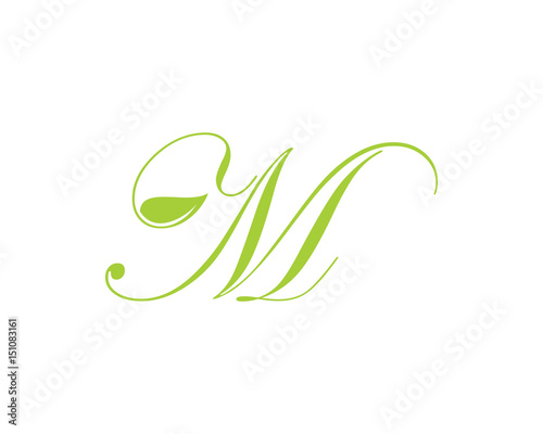 Leaf and Script Letter M