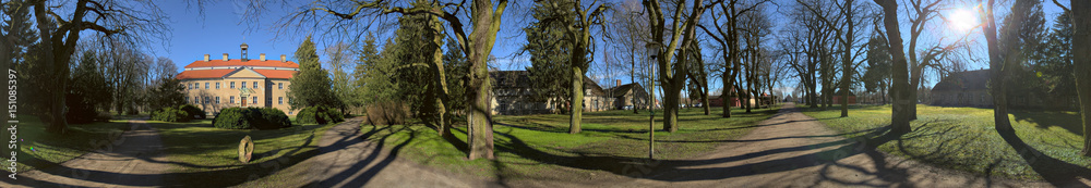 Obraz premium Panorama of palace and palace grounds in Griebenow, Mecklenburg-Vorpommern, Germany