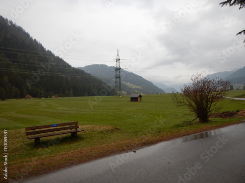 alpine countryside landscape in bad weather photo