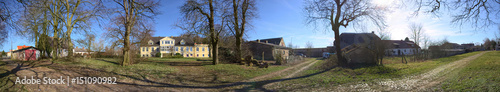 Panorama of magnificient manor house with garden in Dambeck, Mecklenburg-Vorpommern, Germany © jojoo64