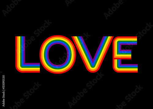 Love is LGBT Rainbow Lettering. Typography letters sign