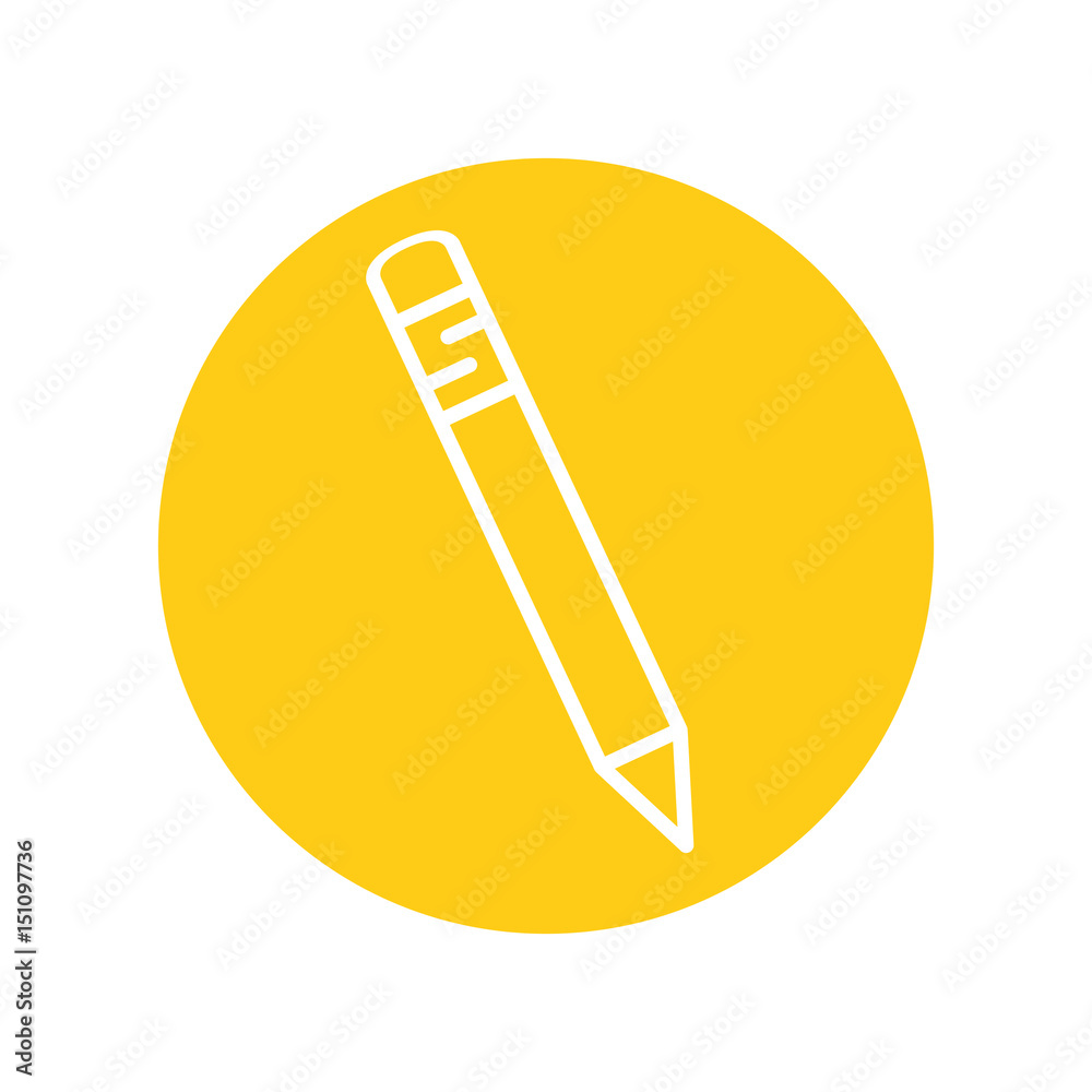 pencil utensil icon over yellow circle and white background. vector illustration pencil utensil icon over yellow circle and white background. vector illustration