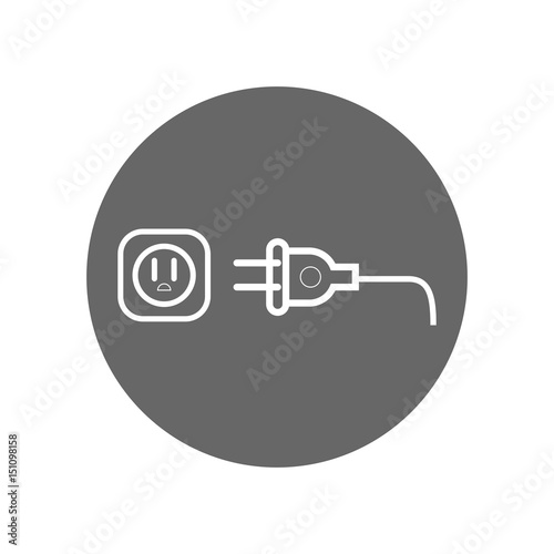 electric plug icon over gray circle and white background. vector illustration