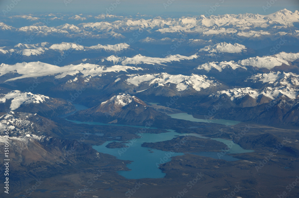 aerial view of Perito Moreno national park and the northern patagonian ice field