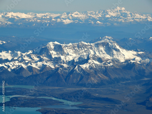 aerial view of Cerro San Lorenzo, Cerro San Valentin, Perito Moreno national park and the northern patagonian ice field © Chris Peters