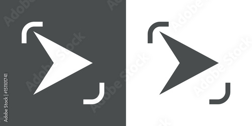 Logotipo punta flecha derecha gris y blanco