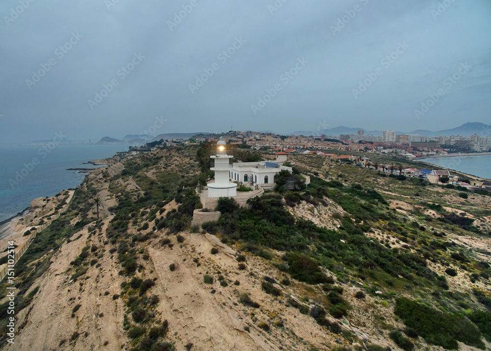 Fototapeta premium Lighthouse. Aerial photography. Alicante, Spain