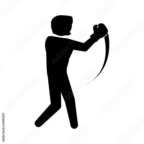 Boxing figther trainning icon vector illustration graphic design