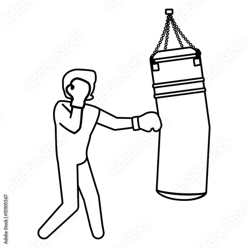 Boxing figther trainning icon vector illustration graphic design