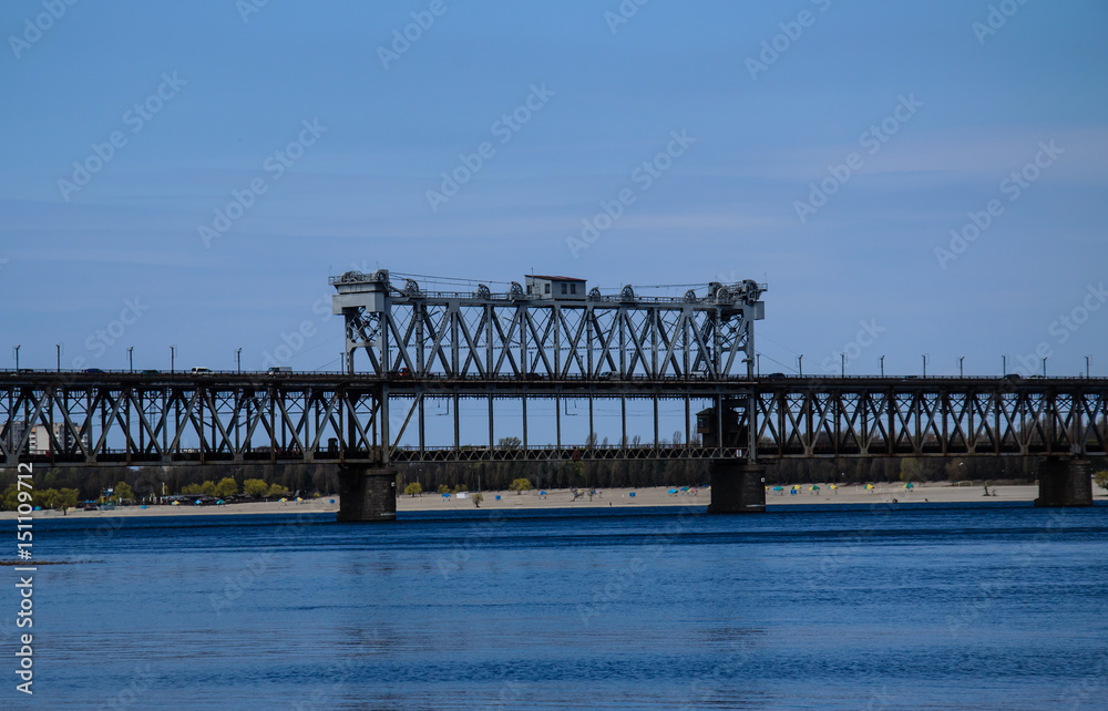 Bridge across the river Dnieper in Kremenchug, Ukraine