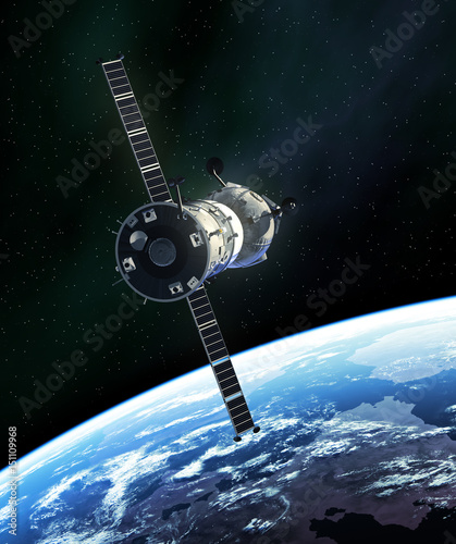 Russian Spacecraft In Outer Space