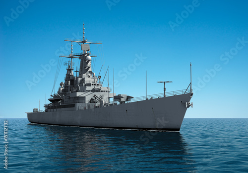Photo American Modern Warship In The High Seas