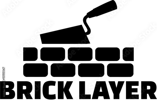 Bricklayer icon with trowl and bricks