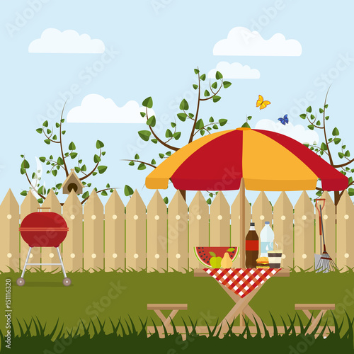 hand-drawn poster picnic in the countryside
