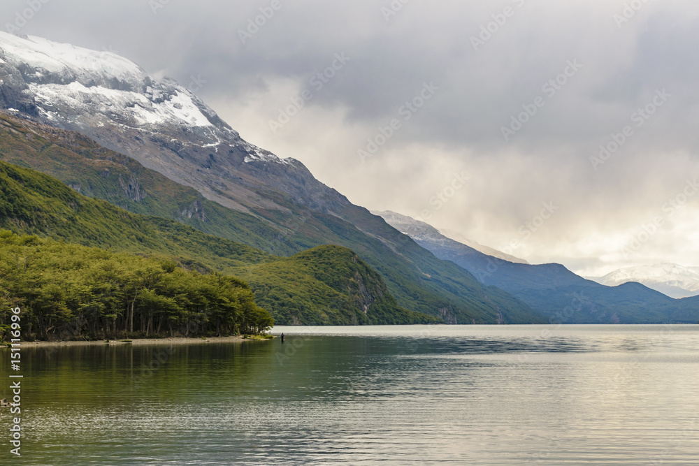 Lake and Snowy Mountains, Patagonia - Argentina
