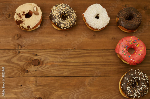 donuts on a wooden table