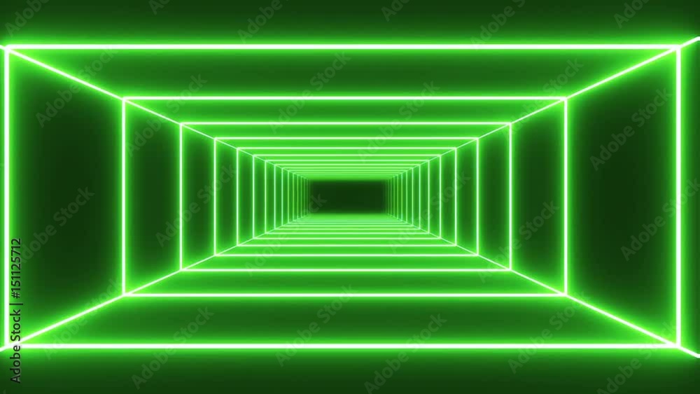 Loop green neon tunnel background Loop green neon tunnel background
