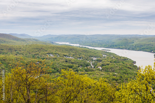 Aerial Landscape from Bear Mountain Summit and Hudson River in Upstate New York