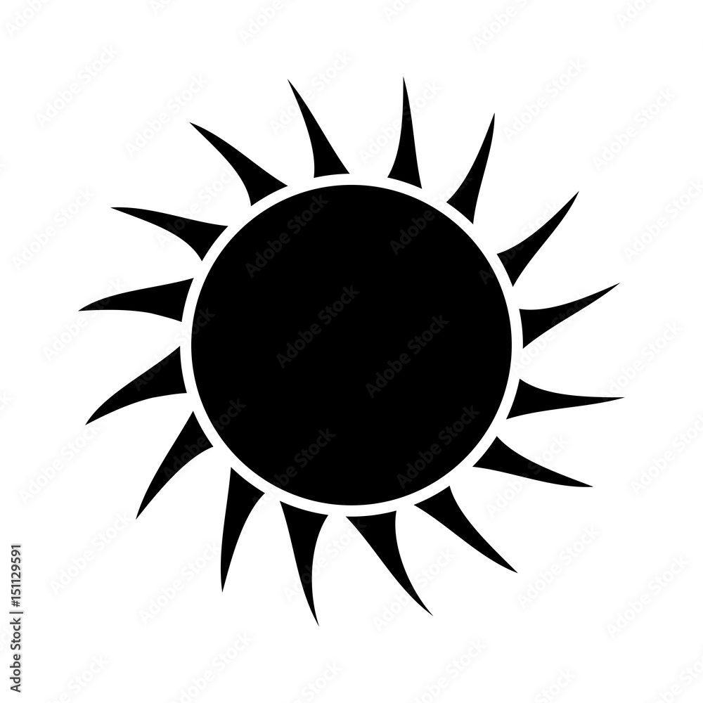 silhouette sun icon over white background. vector illustration