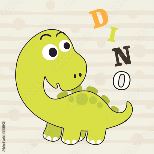 cute little dino with light green color kids t shirt design