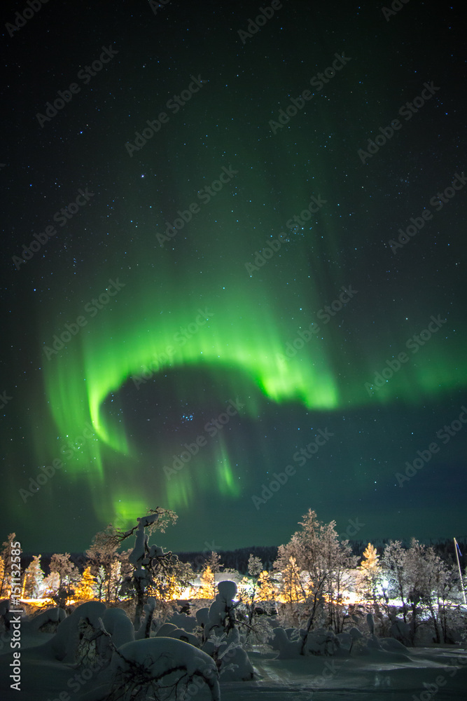 Aurora borealis (northern lights) in Lapland, Finland. Stock Photo