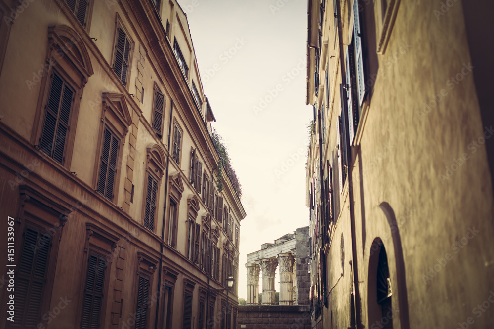 Fototapeta premium Picturesque street in the historic Trastevere district, Rome, Italy