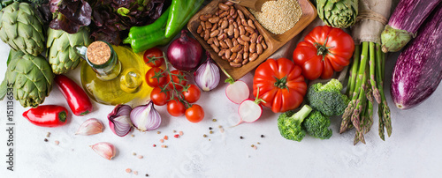 Slika na platnu Assortment of fresh organic farmer market vegetables