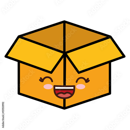 kawaii box icon over white background. vector illustration
