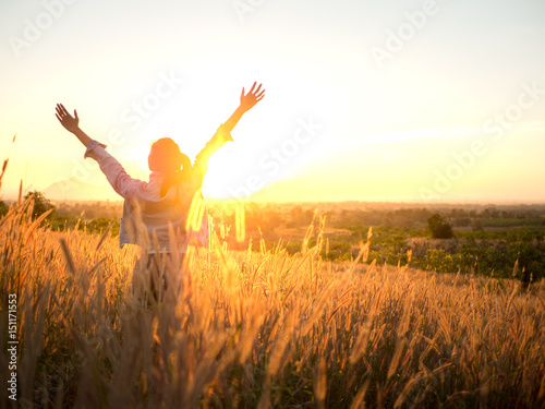 woman relax in a field