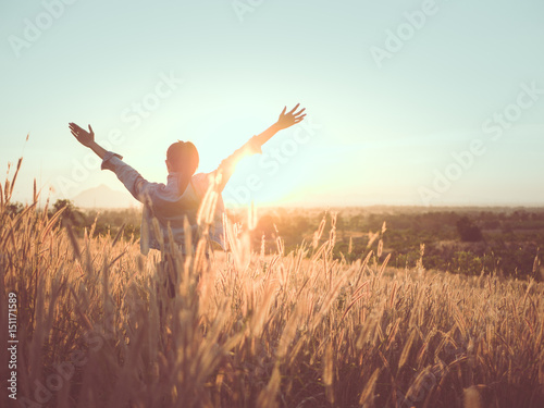 woman relax in a field