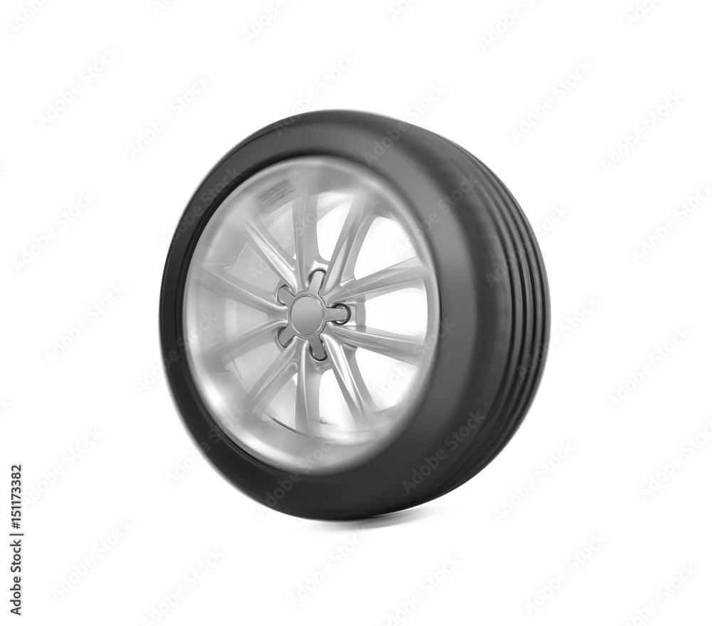 Car wheel on white background.