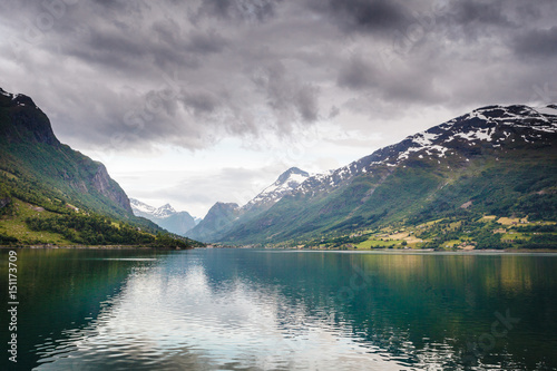 Fototapeta Naklejka Na Ścianę i Meble -  Mountains landscape and fjord in Norway