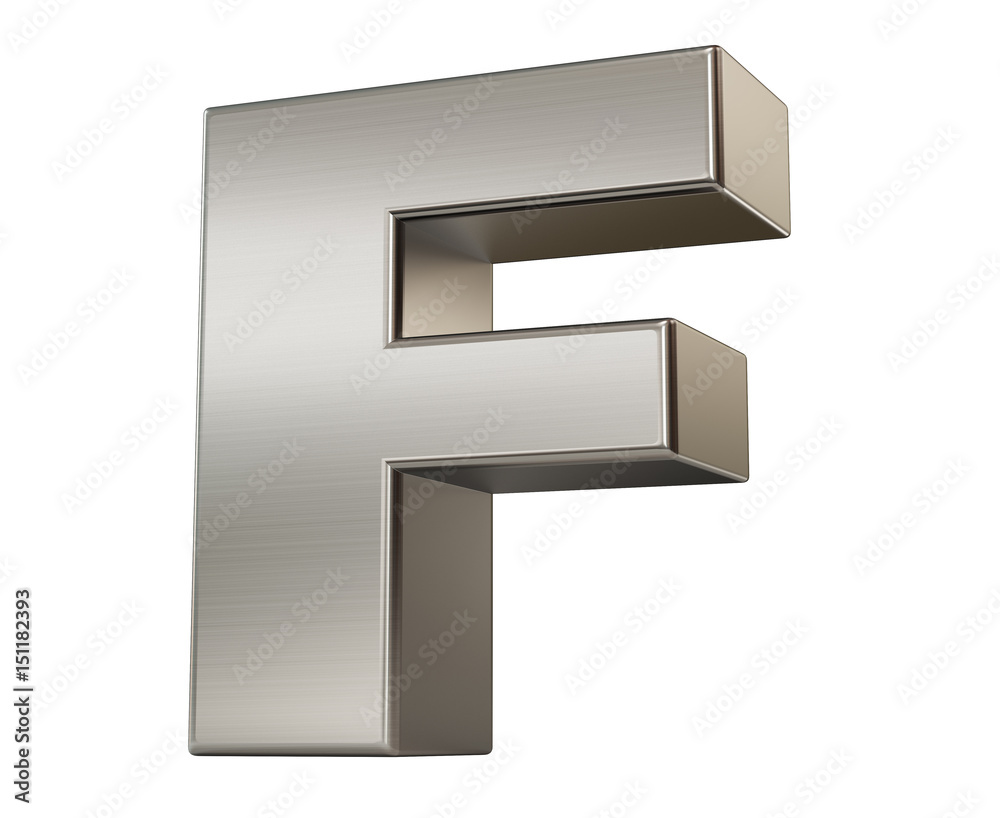 3d render. Metal alphabet symbol F. 3d render. Metal alphabet symbol F.